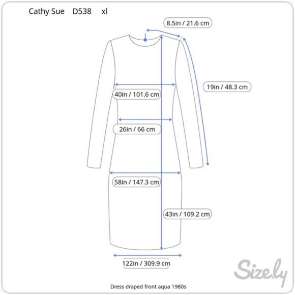 Dress draped front aqua blue green 1980s - Picture 2 of 9